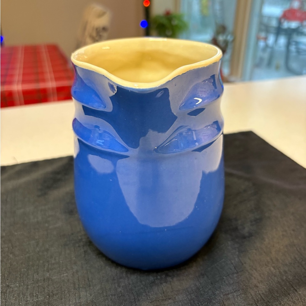 Vintage Oxford Stoneware Blue Pitcher Made In USS - Picture 2 of 8